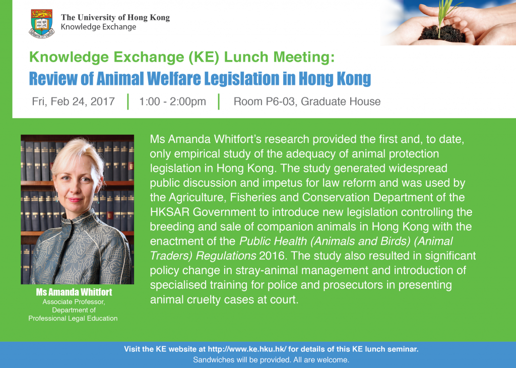 KE Lunch Meeting: Review of Animal Welfare Legislation in Hong Kong