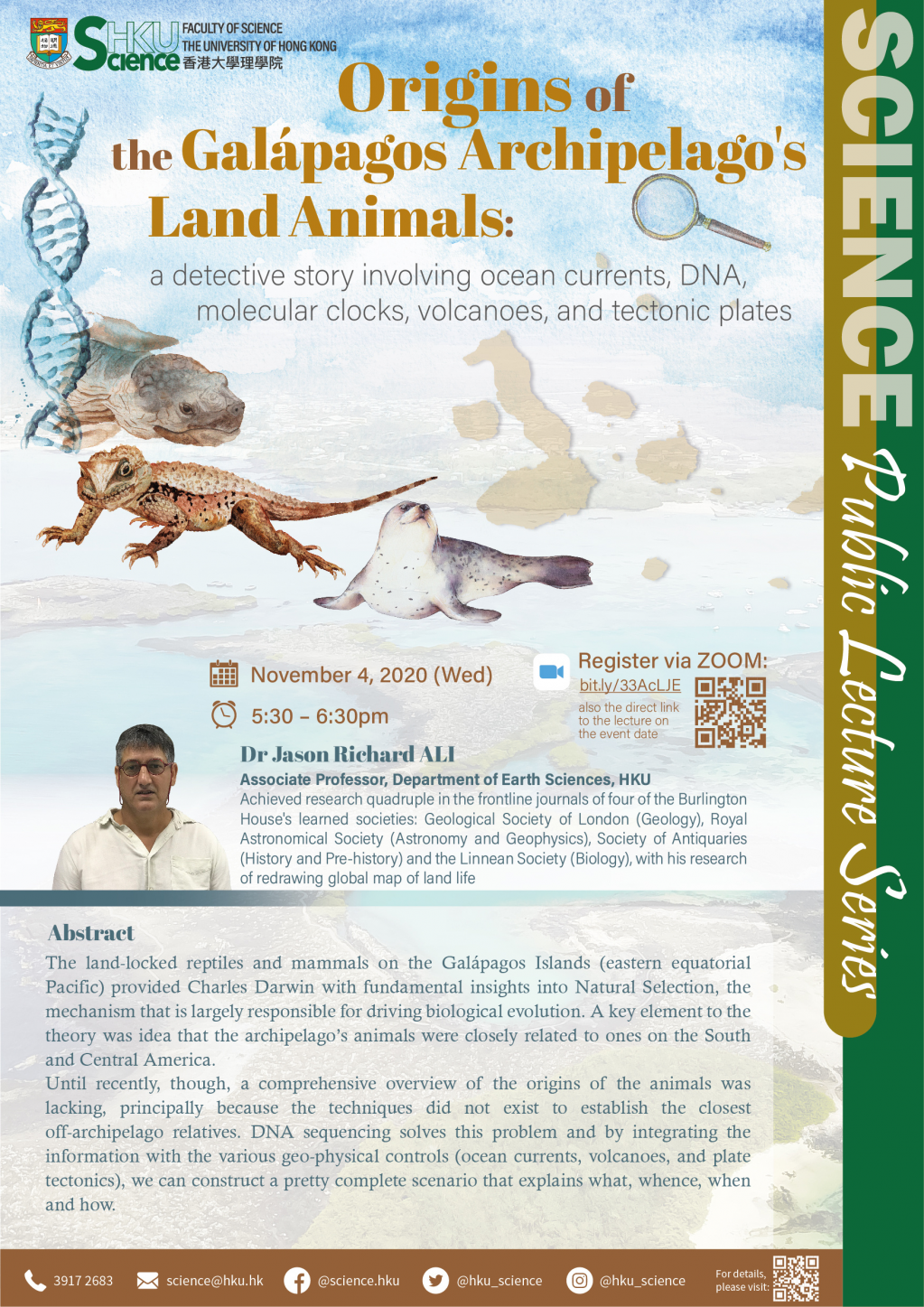 Science Public lecture@Zoom - Origins of the Galápagos Archipelago's Land Animals by Dr Jason Richard ALI, Department of Earth Sciences
