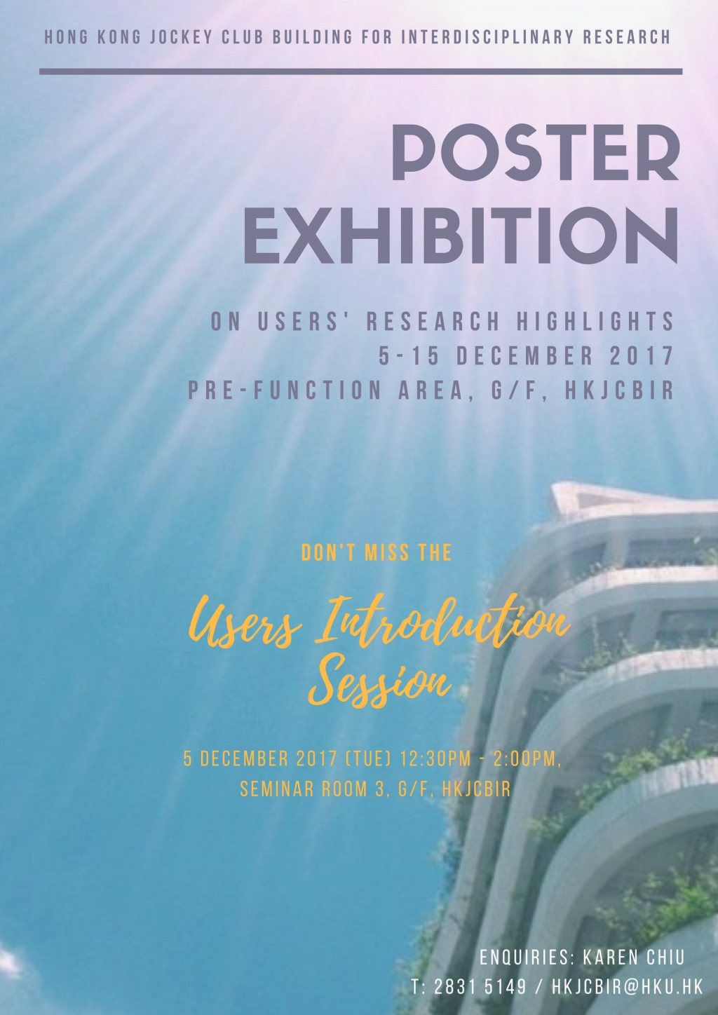 First Poster Exhibition, HKJCBIR welcomes you!