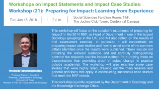 Impact Workshop (21): Preparing for Impact: Learning from Experience