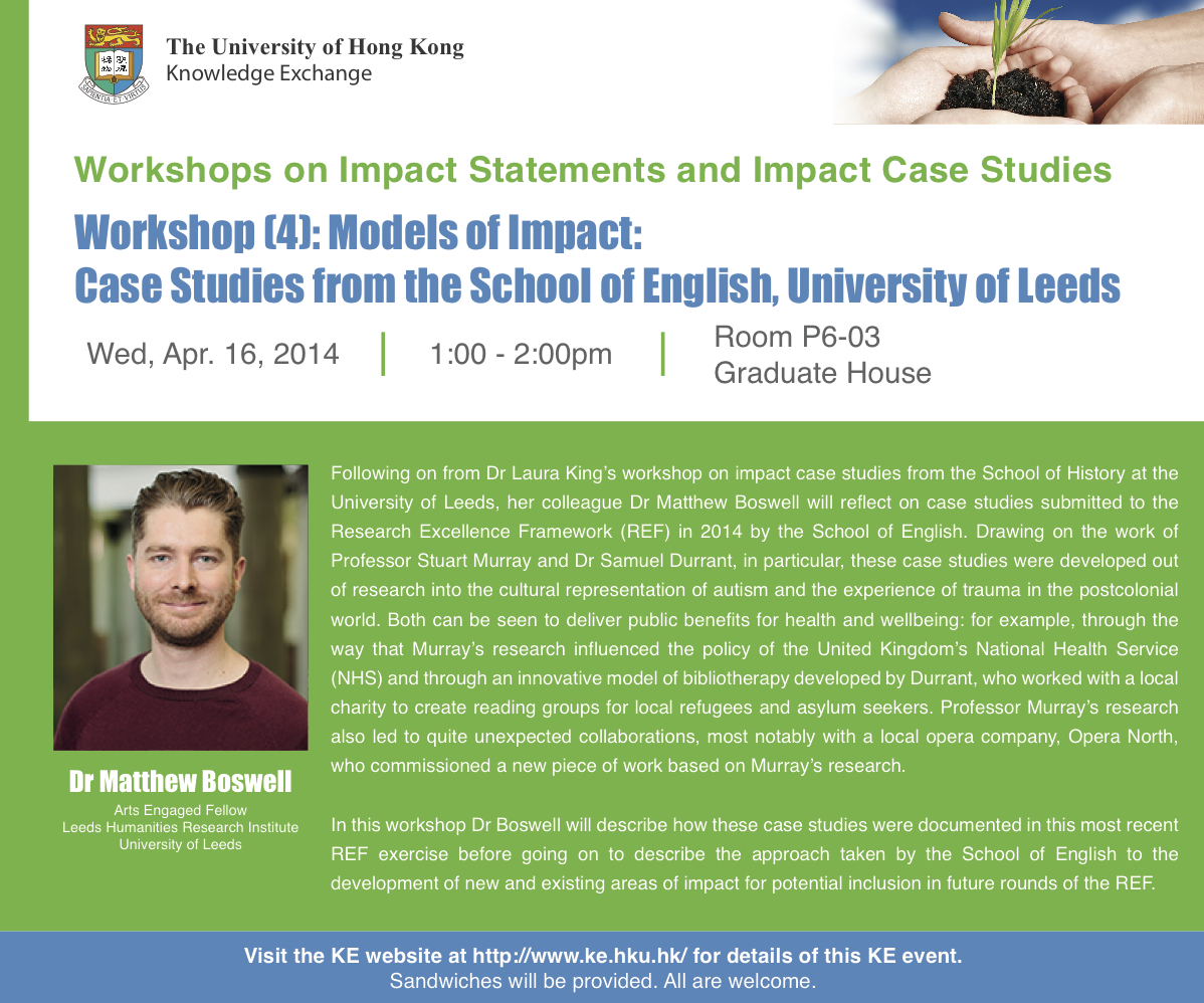Workshop (4): Models of Impact: Case Studies from the School of English, University of Leeds
