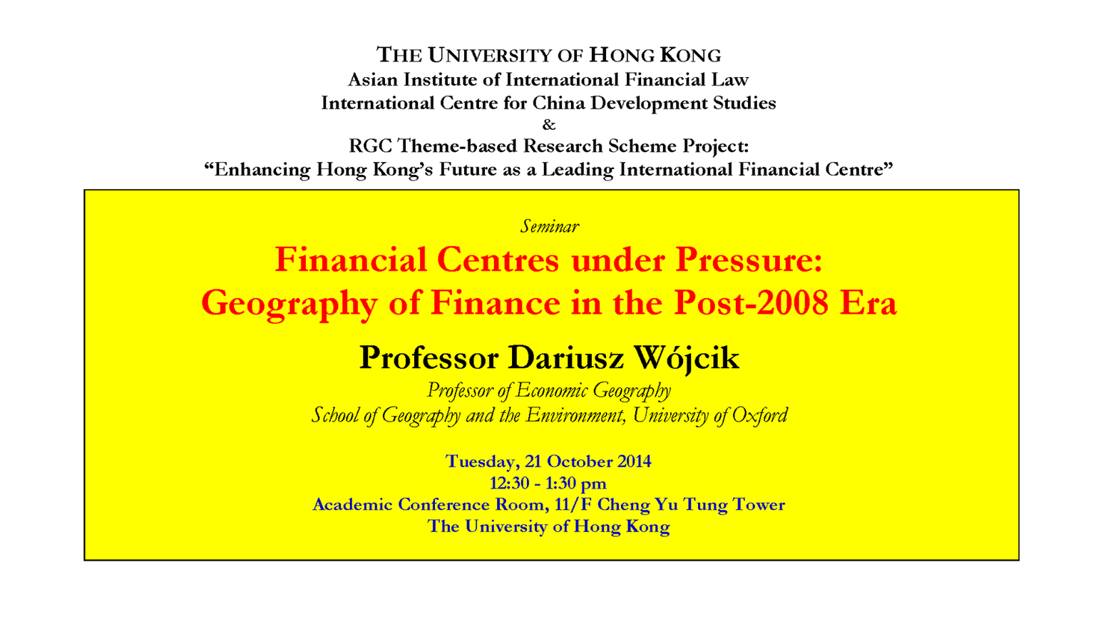 Financial Centres under Pressure: Geography of Finance in the Post-2008 Era
