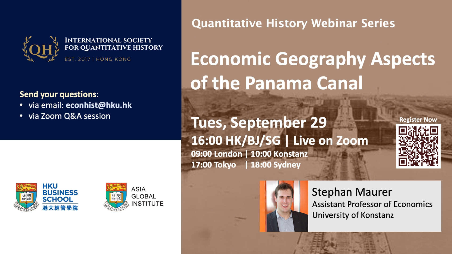 Quantitative History Webinar Series - Economic Geography Aspects of the Panama Canal [Stephan Maurer, University of Konstanz]