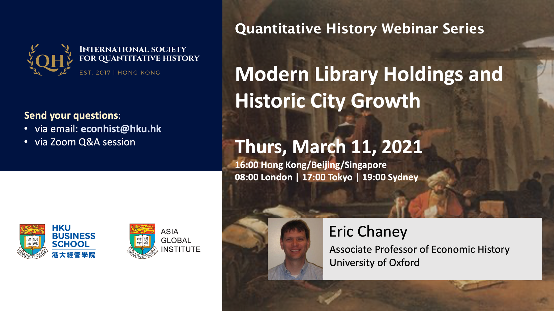 Quantitative History Webinar Series - Modern Library Holdings and Historic City Growth by Eric Chaney (Oxford)