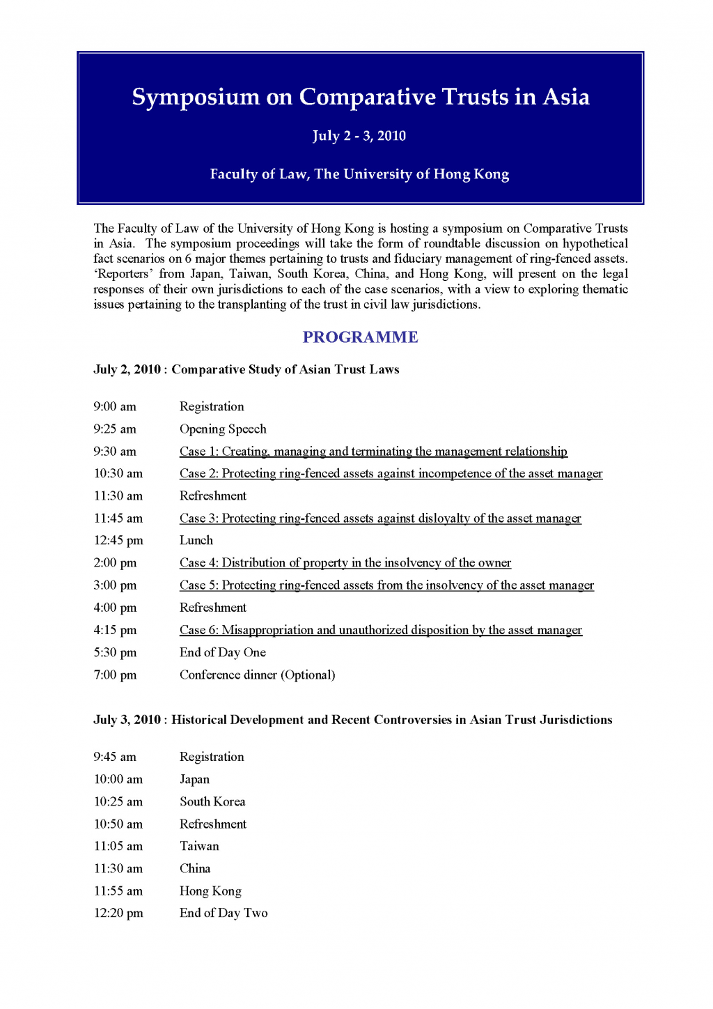 Symposium on Comparative Trusts in Asia