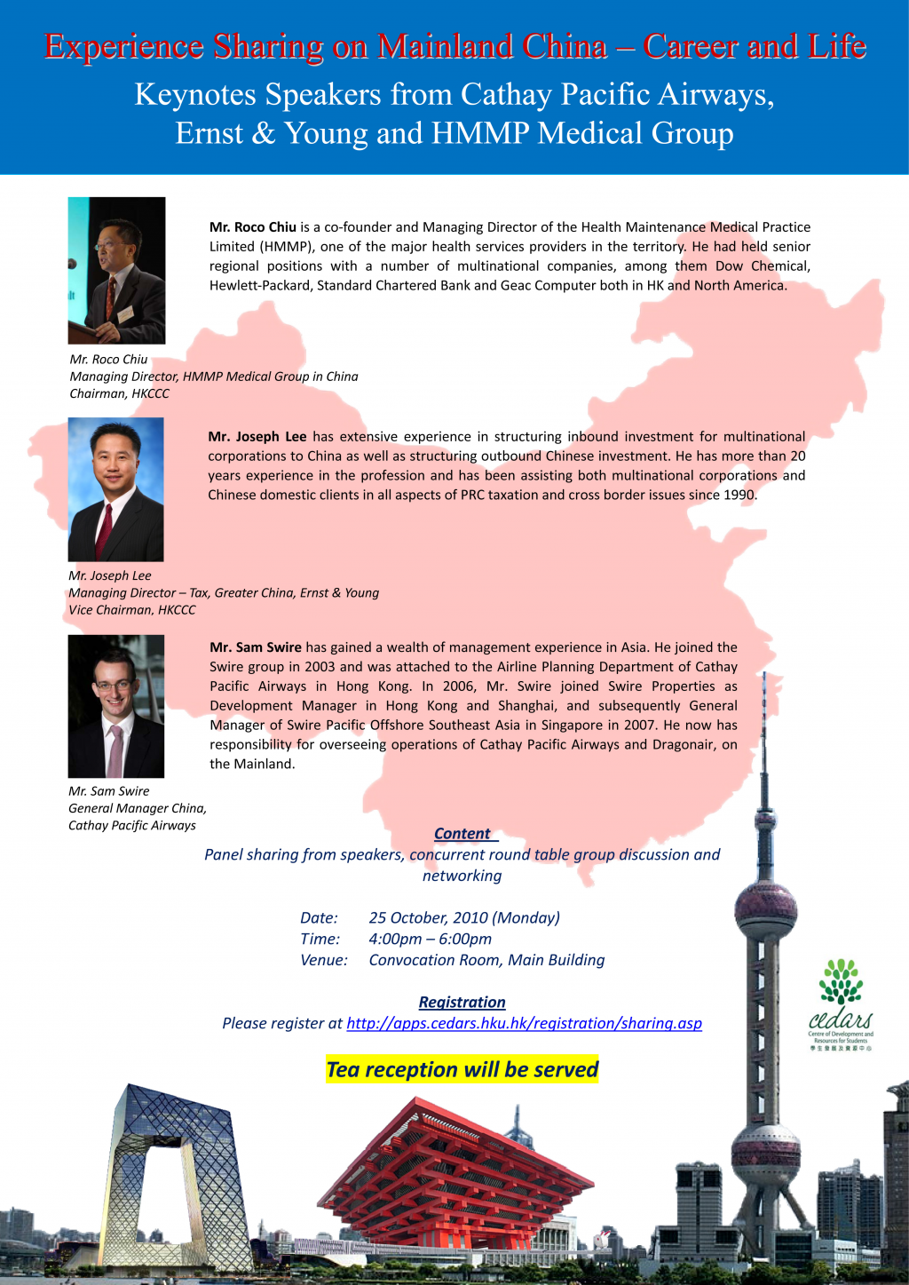 Experience Sharing on Mainland China: Career and Life