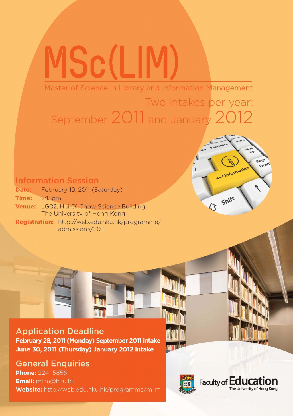 Information Session for Master of Science in Library and Information Management Programme (MSc[LIM]) 