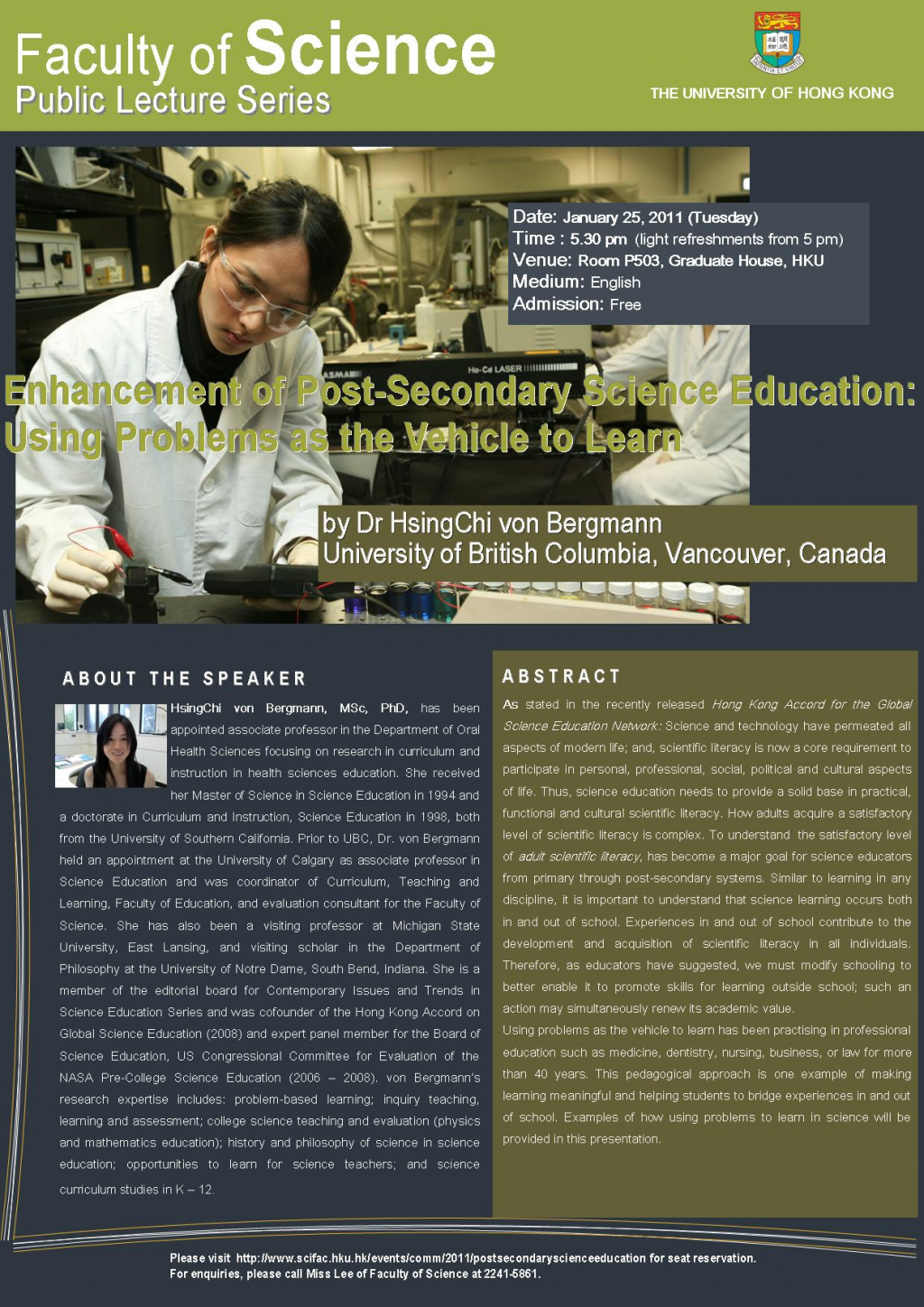 Public Lecture: Enhancement of Post-Secondary Science Education: Using Problems as the Vehicle to Learn