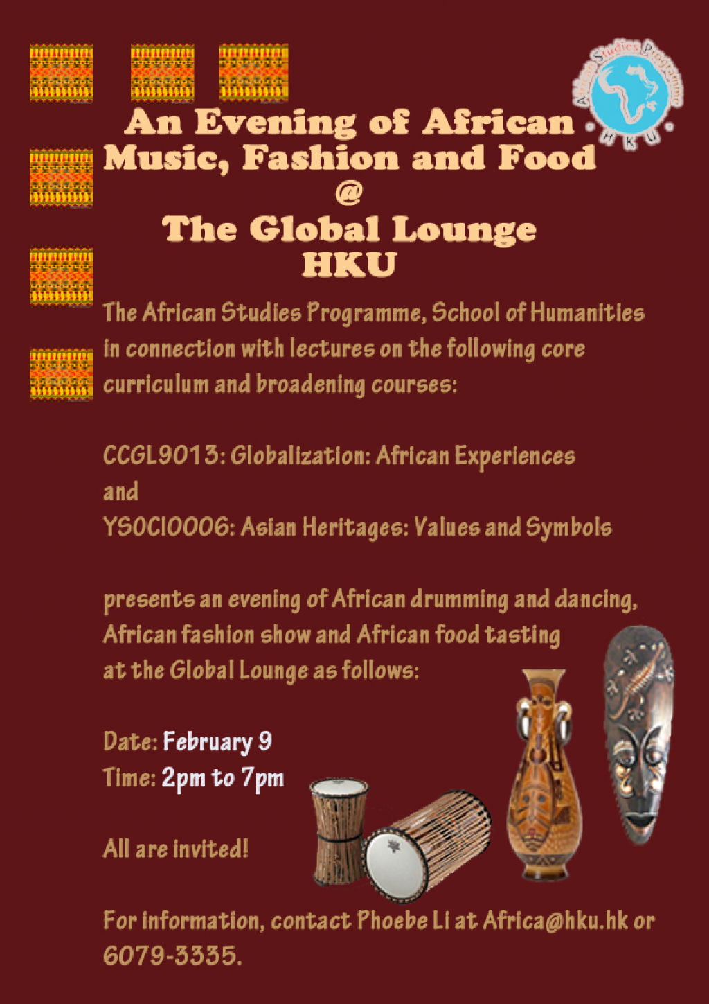 An Evening of African Music, Fashion, and Food @ The Global Lounge, HKU