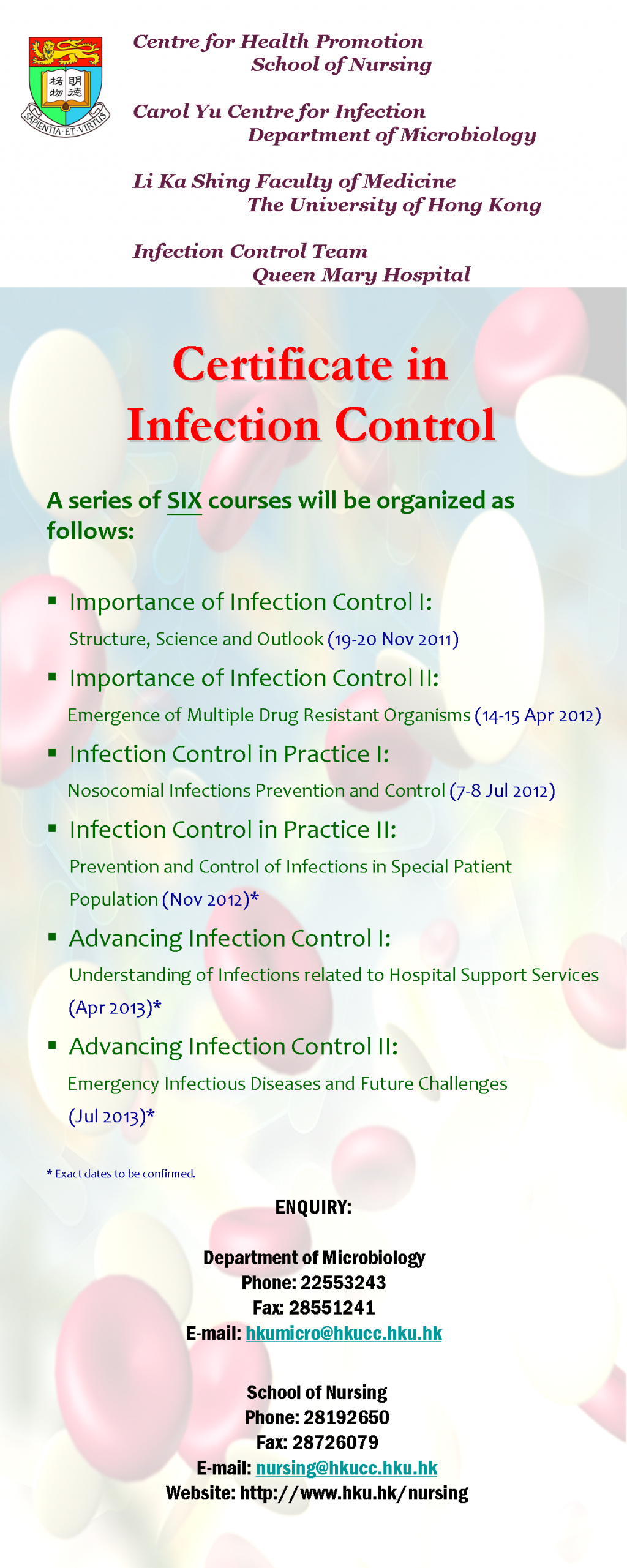 Certificate in Infection Control: 19-20 November 2011