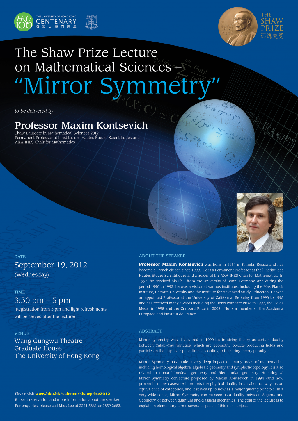 The Shaw Prize Lecture on Mathematical Sciences - 