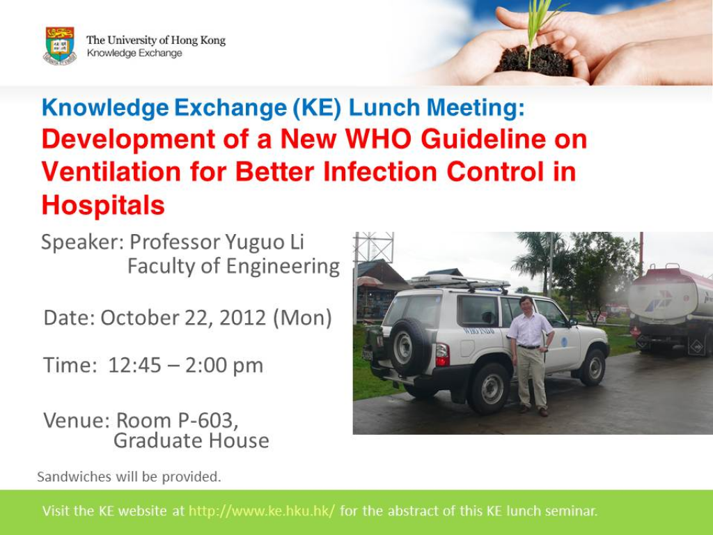 KE Lunch Meeting: Development of a New WHO Guideline on Ventilation for Better Infection Control in Hospitals