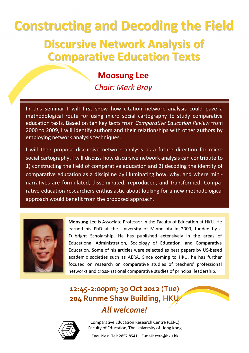 Seminar: Constructing and Decoding the Field: Discursive Network Analysis of Comparative Education Texts