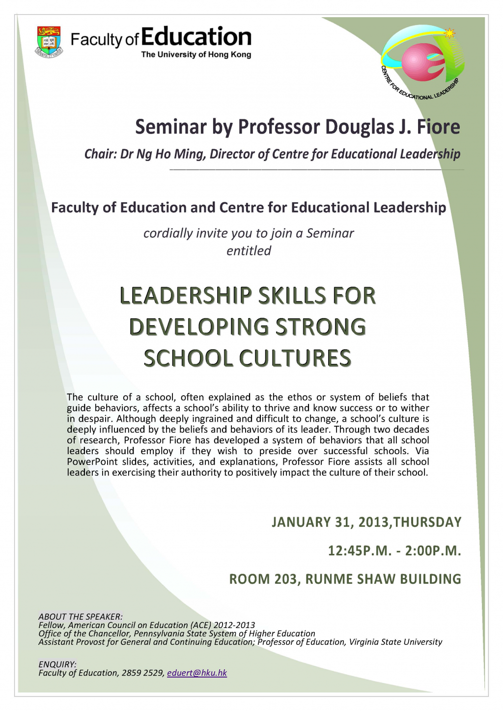 Seminar on Leadership Skills for Developing Strong School Cultures