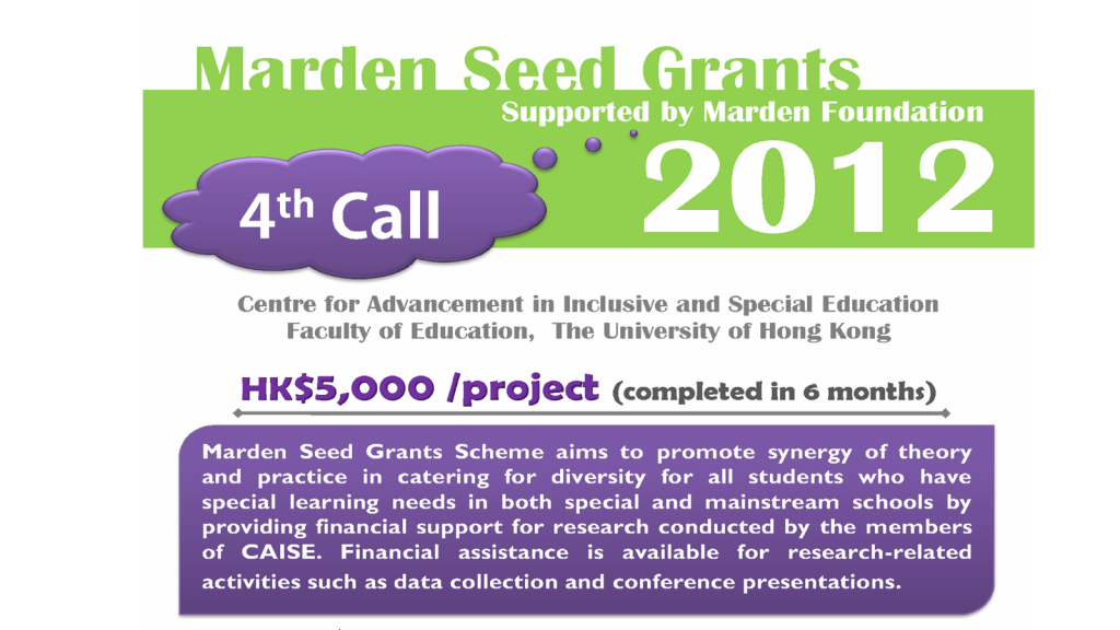 Marden Seed Grants - 4th Call by CAISE, Faculty of Education
