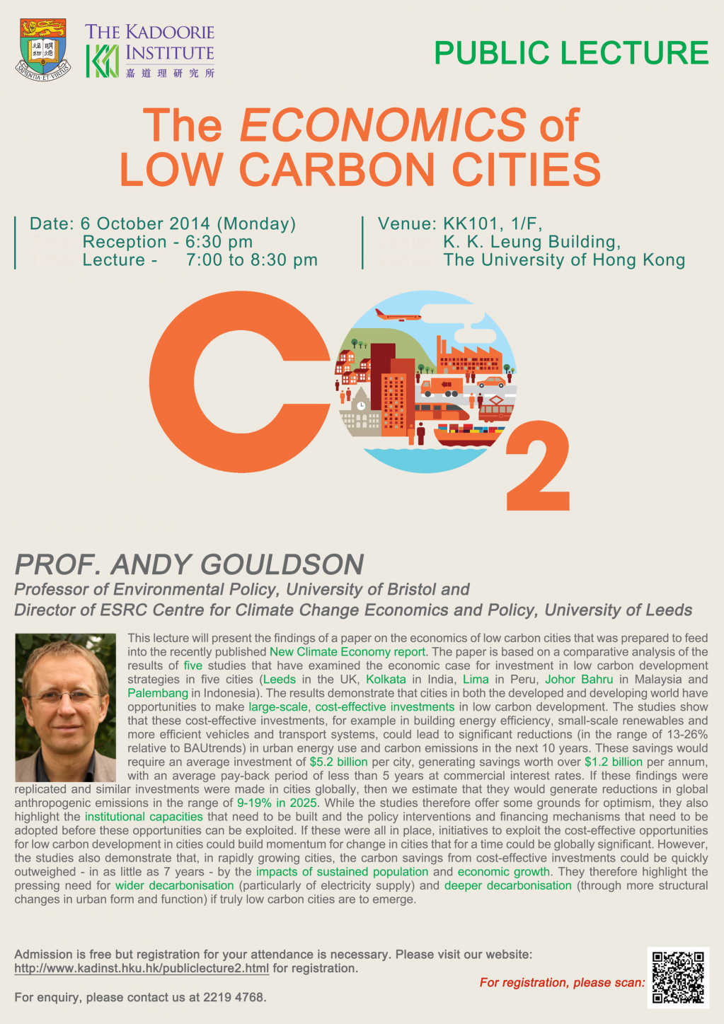 Public Lecture on The Economics of Low Carbon Cities