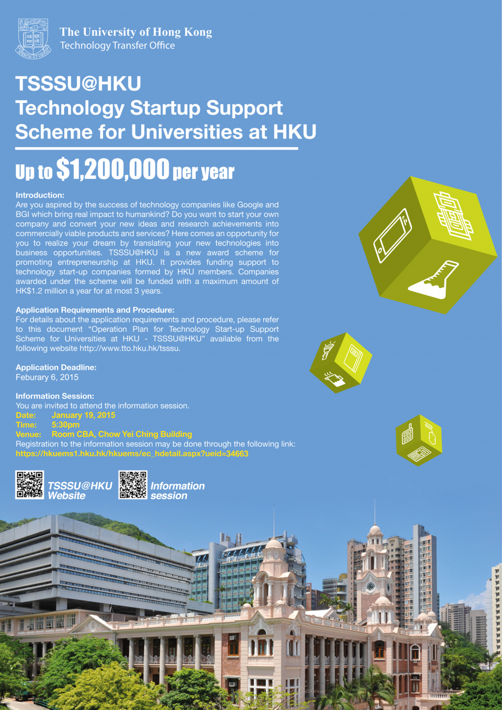 Call for application - Technology Start-up Support Scheme for Universities at HKU 2015