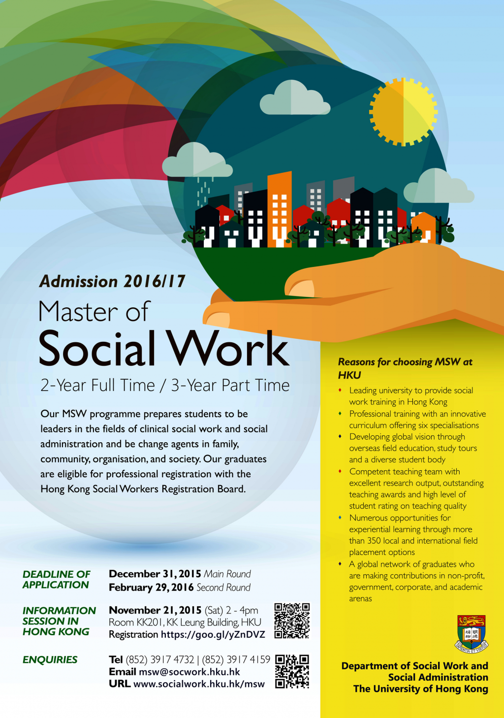 Master of Social Work Admission 2016-17; 2-Year Full-time / 3-Year Part-time