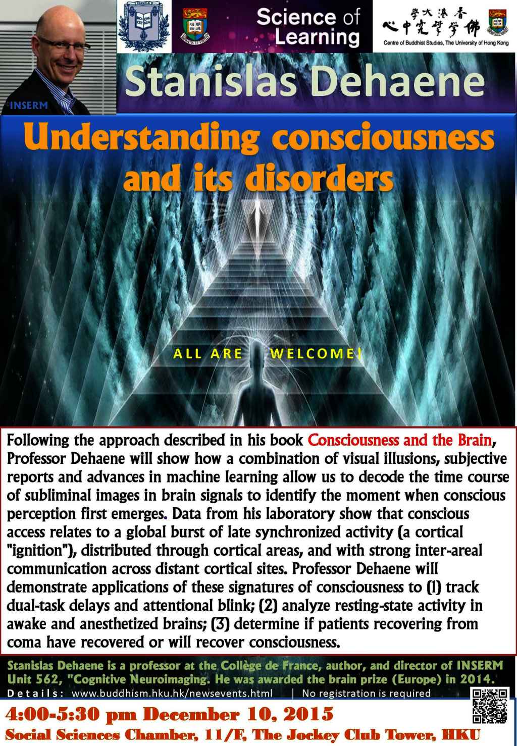Public Lecture by Professor Stanislas Dehaene  - Understanding consciousness and its disorders