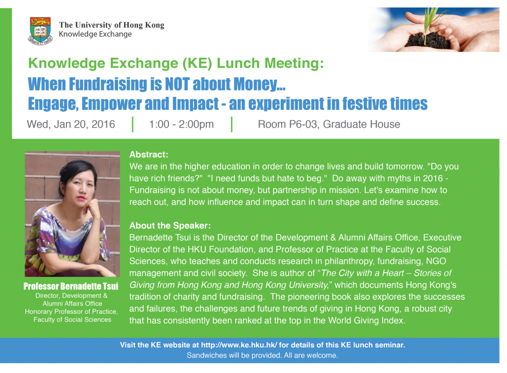 KE Lunch Meeting: When Fundraising is NOT about Money... Engage, Empower and Impact - an experiment in festive times