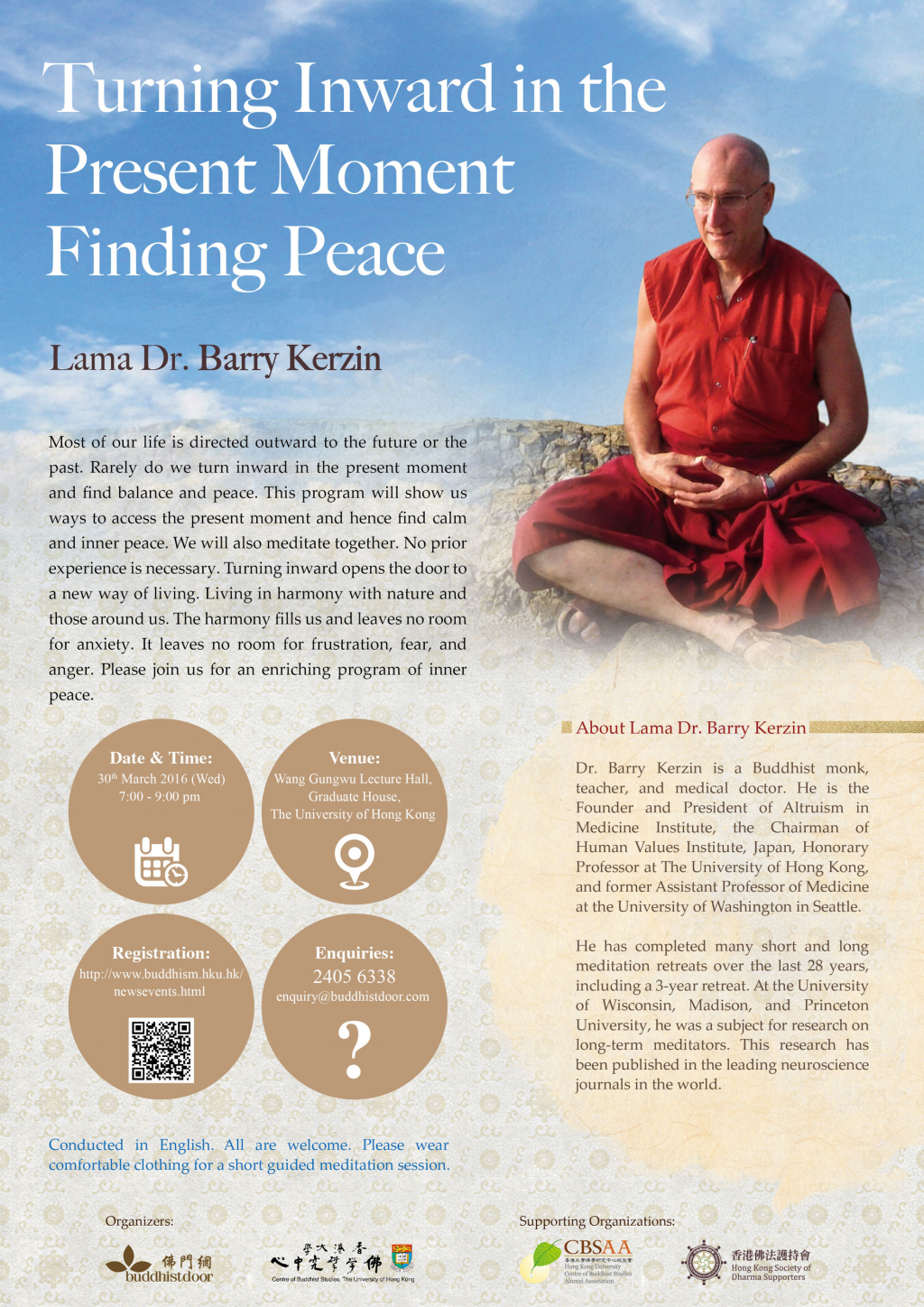 Public Talk by Lama Dr. Barry Kerzin - Turning Inward in the Present Moment Finding Peace