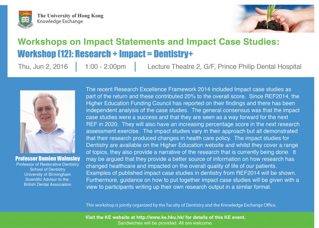 Impact Workshops: Research + Impact = Dentistry+