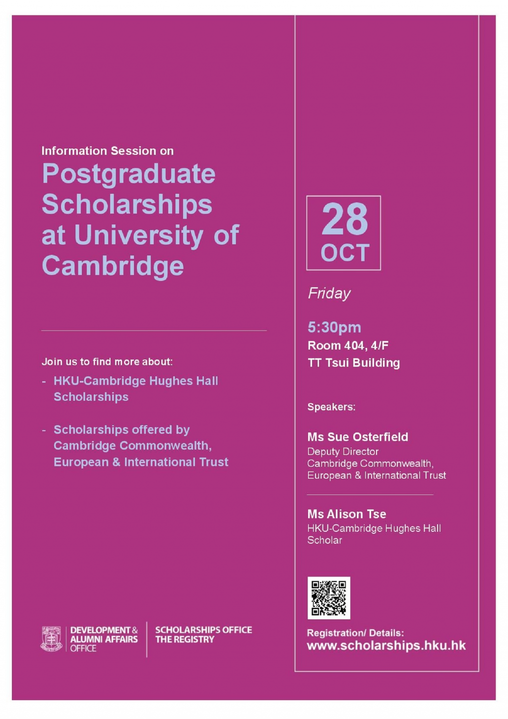 Information Session on Postgraduate Scholarships at University of Cambridge 