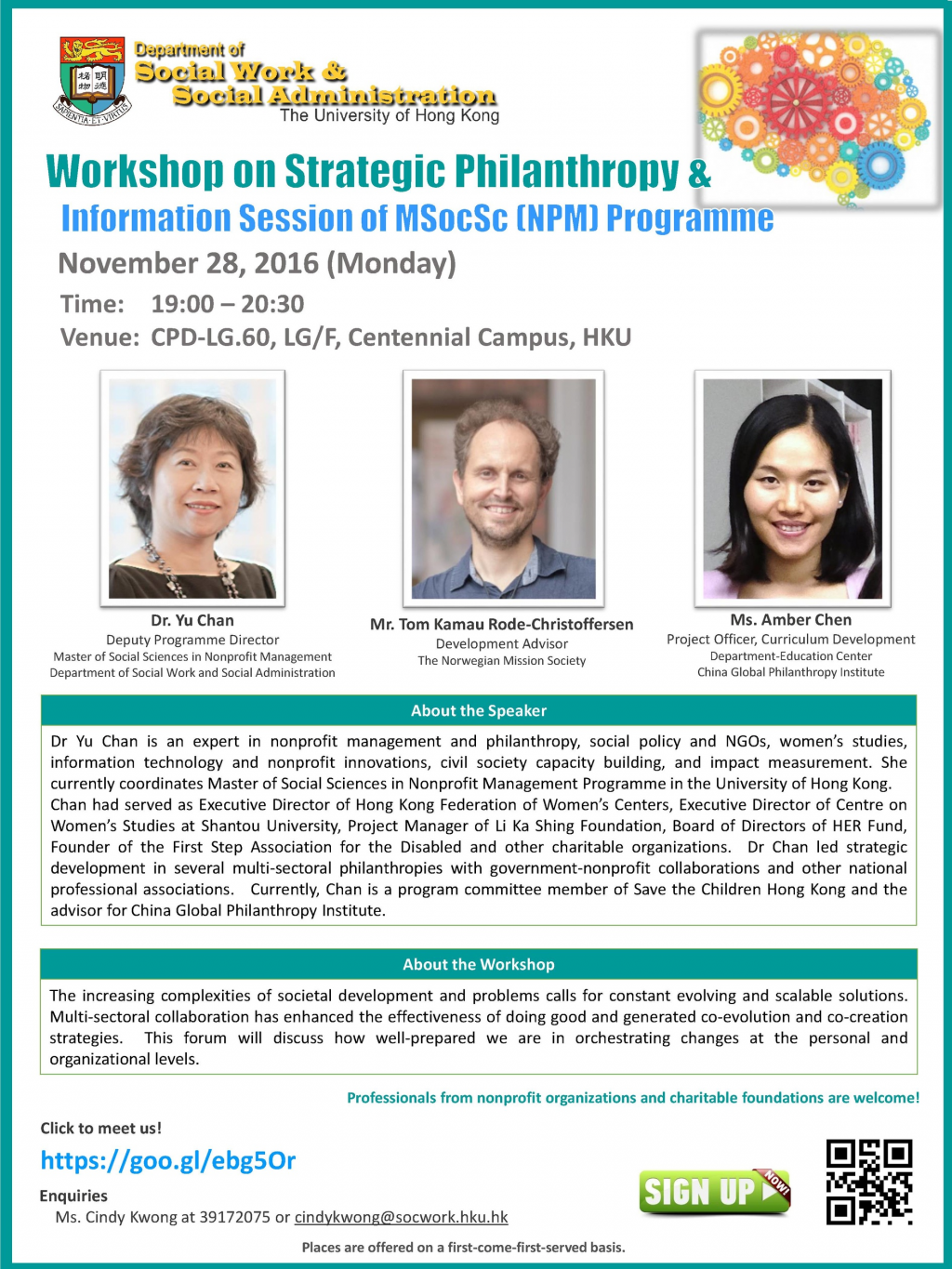 Workshop on Strategic Philanthropy & Information Session of MSocSc (NPM) Programme