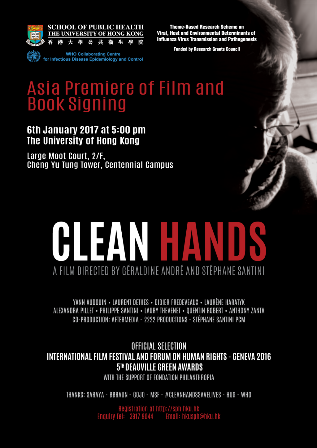 Asia Premiere of Film and Book Signing on Clean Hands Save Lives on 6 January 2017