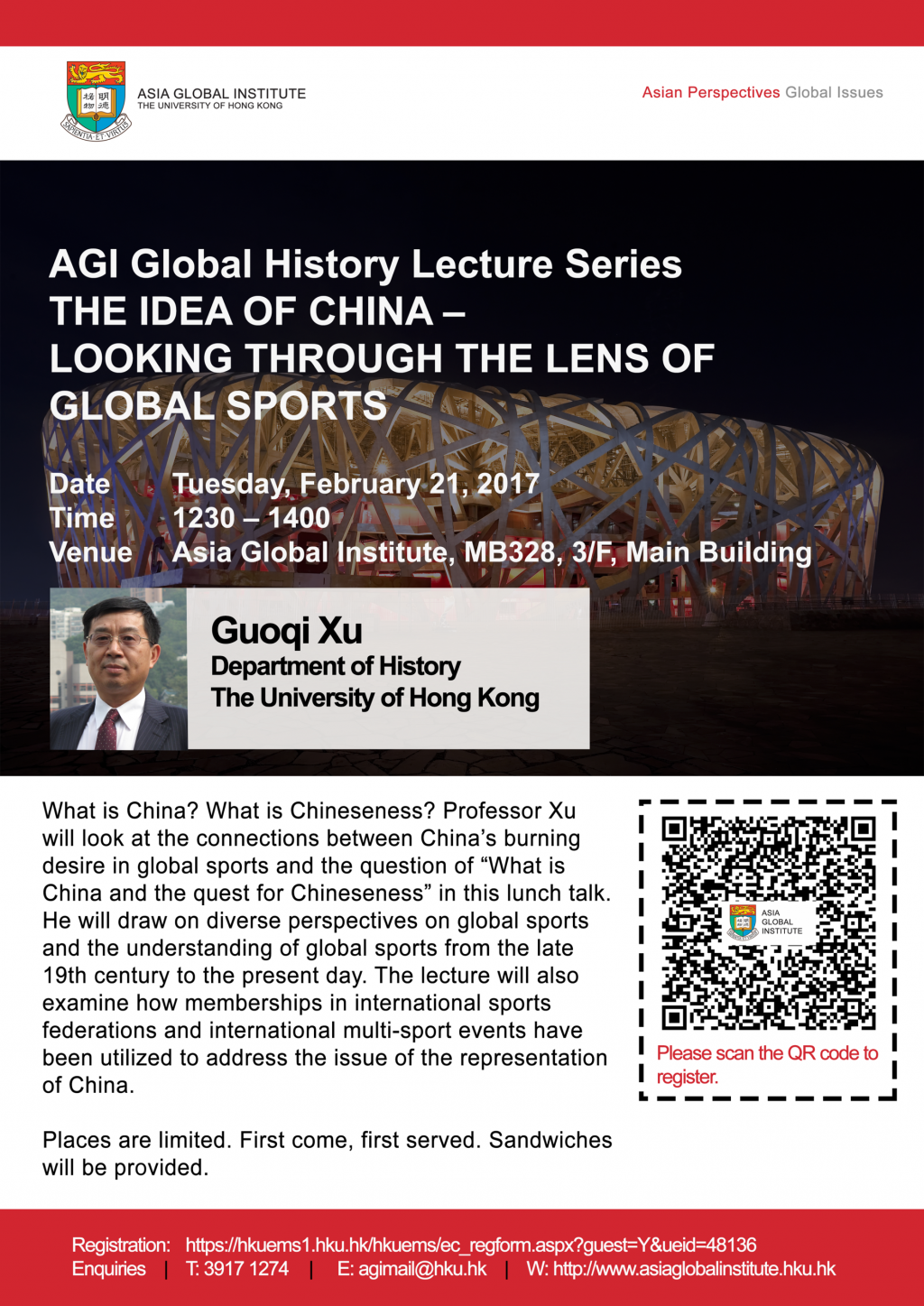 AGI Global History Lecture Series: The Idea of China - Looking through the Lens of Global Sport