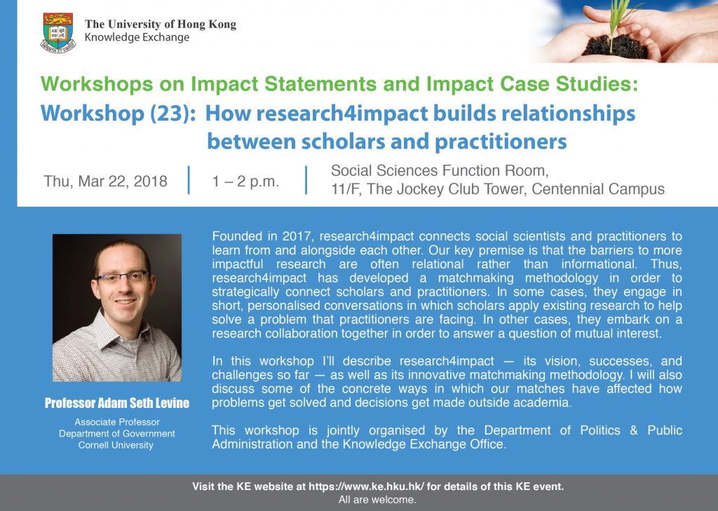 Impact Workshop (23): How research4impact builds relationships between scholars and practitioners