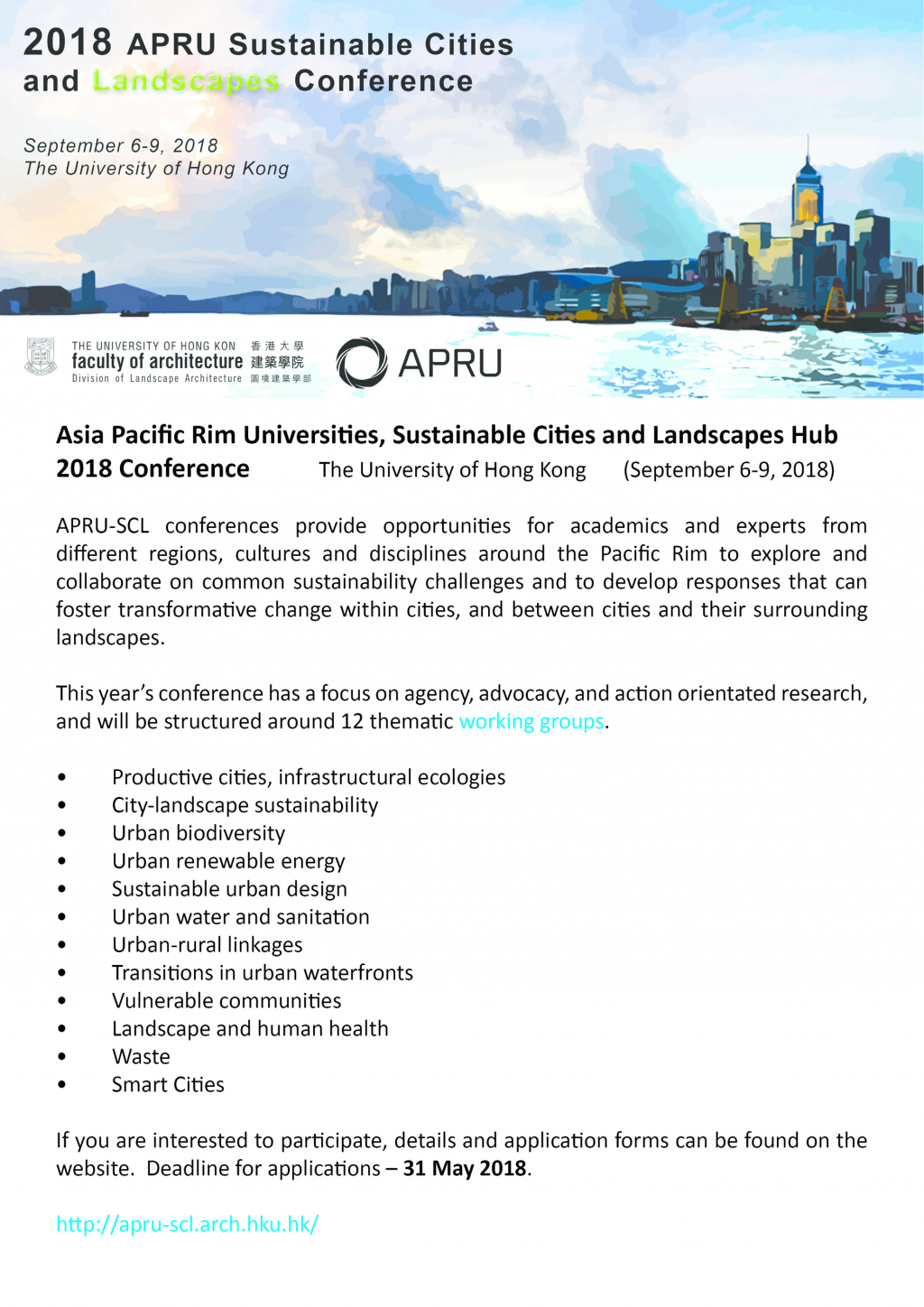 Asia Pacific Rim Universities, Sustainable Cities and Landscapes Hub 2018 Conference