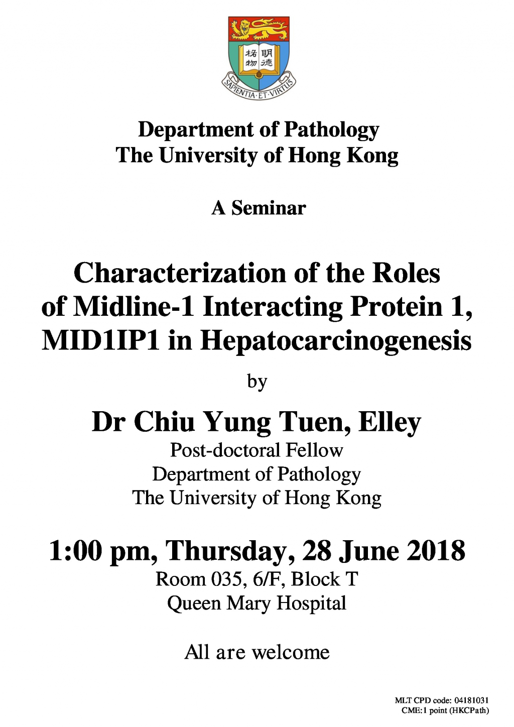 A Seminar on Characterization of the Roles of Midline-1 Interacting Protein 1, MID1IP1 in Hepatoc