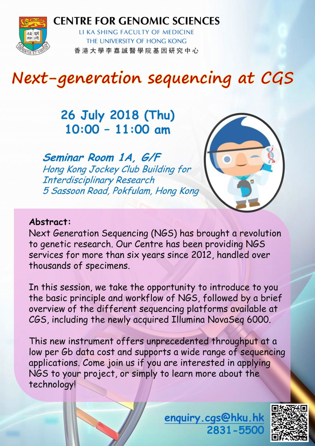 Sharing Session: Next-generation sequencing at CGS