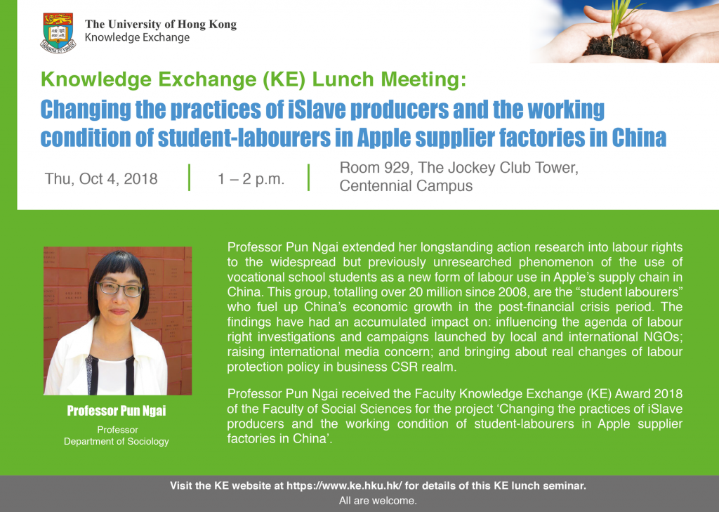 Changing the practices of iSlave producers and the working condition of student-labourers in Apple supplier factories in China