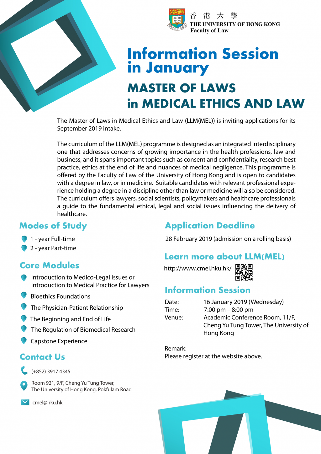 Information Session - Master of Laws in Medical Ethics and Law