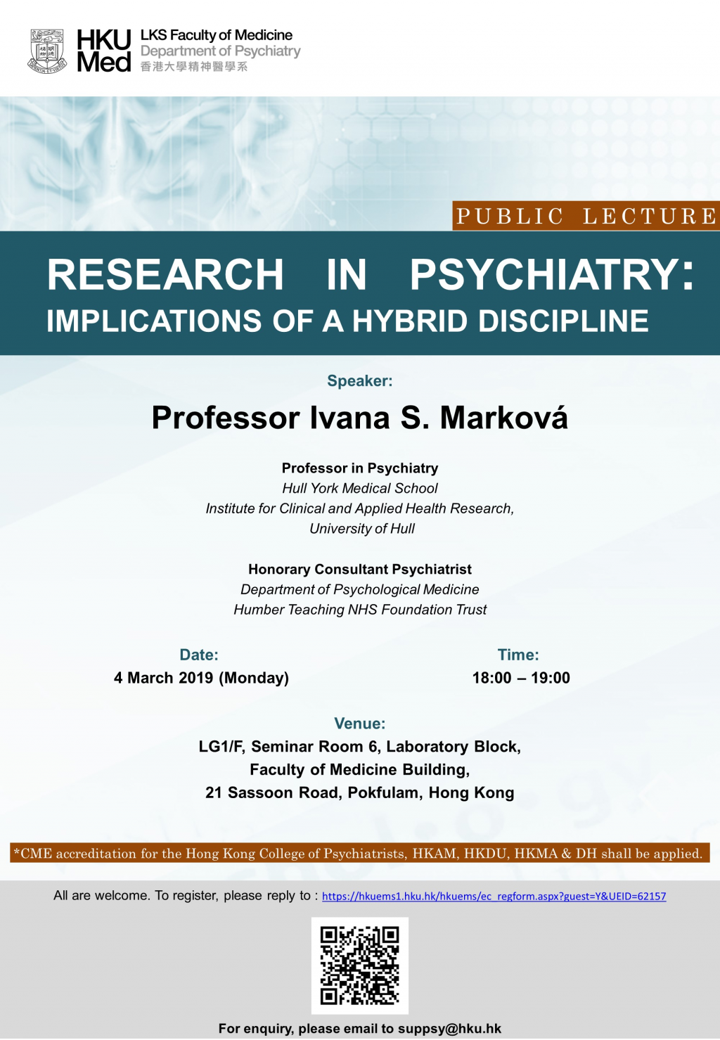 Public Lecture: Research in Psychiatry