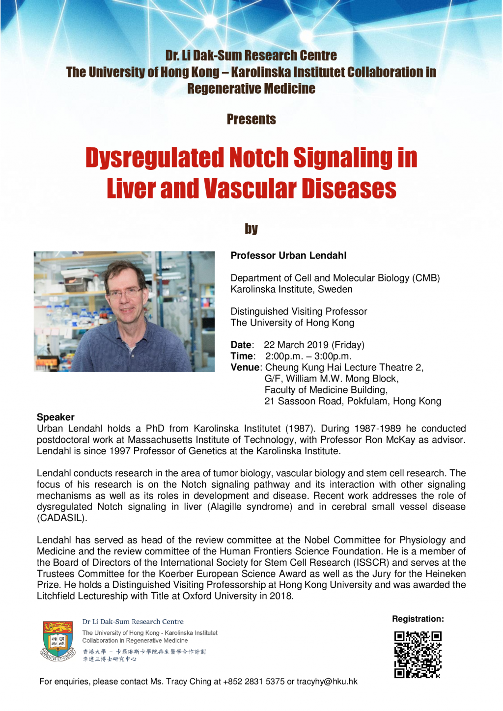 [Lecture] Dysregulated Notch Signaling in Liver and Vascular Diseases by Professor Urban Lendahl