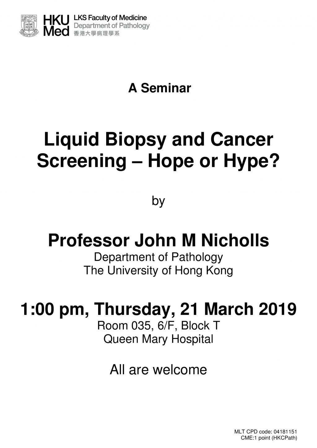A Seminar by Professor John Nicholls on 21 March 2019 (1pm)