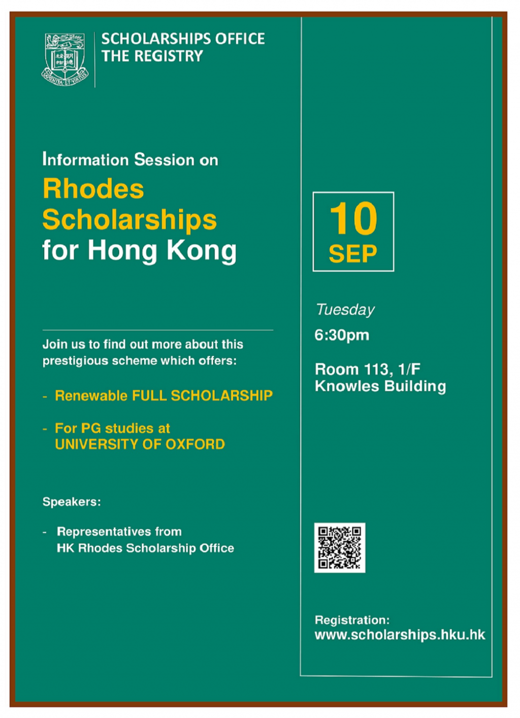 Rhodes Scholarship for Hong Kong 2020 - Info Session
