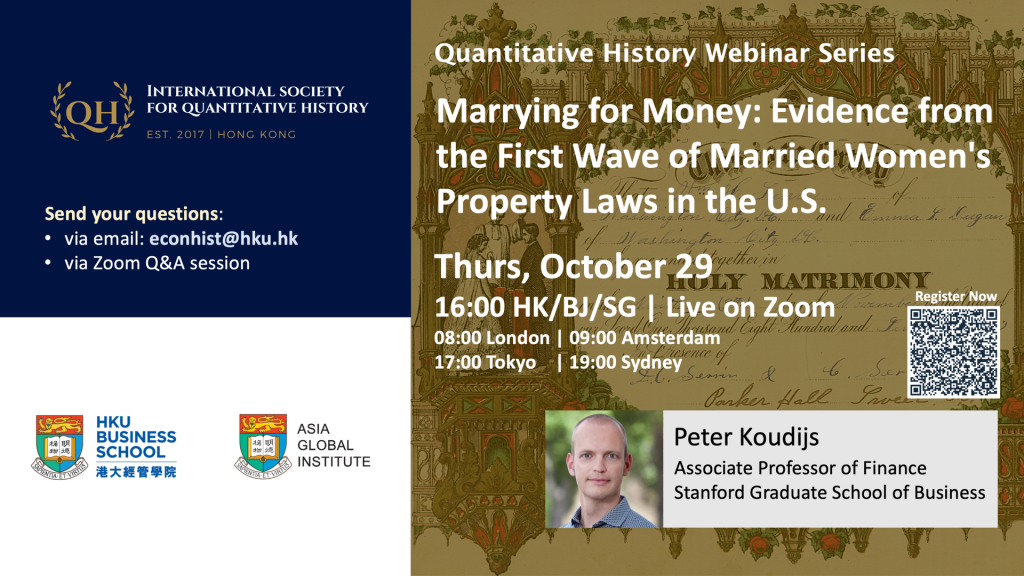 Quantitative History Webinar Series - Marrying for Money: Evidence from the First Wave of Married Women's Property Laws in the U.S.