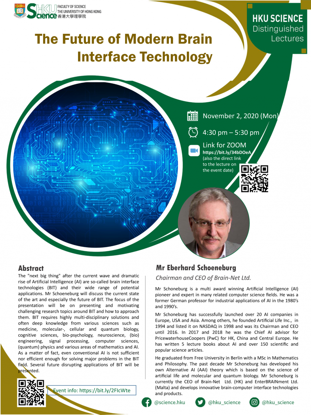 HKU Science Distinguished Lecture Series - The Future of Modern Brain Interface Technology