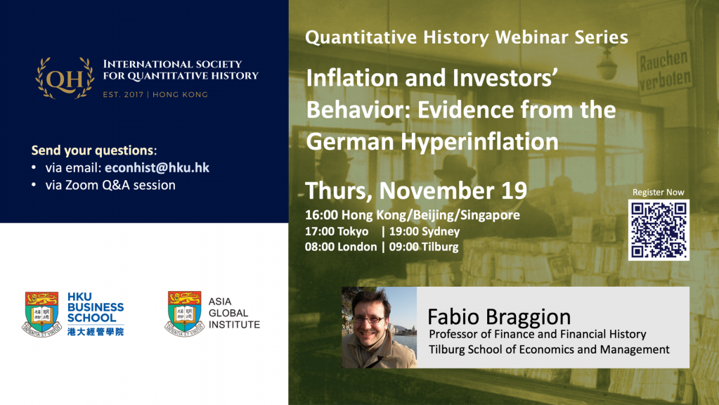 Quantitative History Webinar Series - Inflation and Investors Behavior: Evidence from the German Hyperinflation by Fabio Braggion (Tilburg)