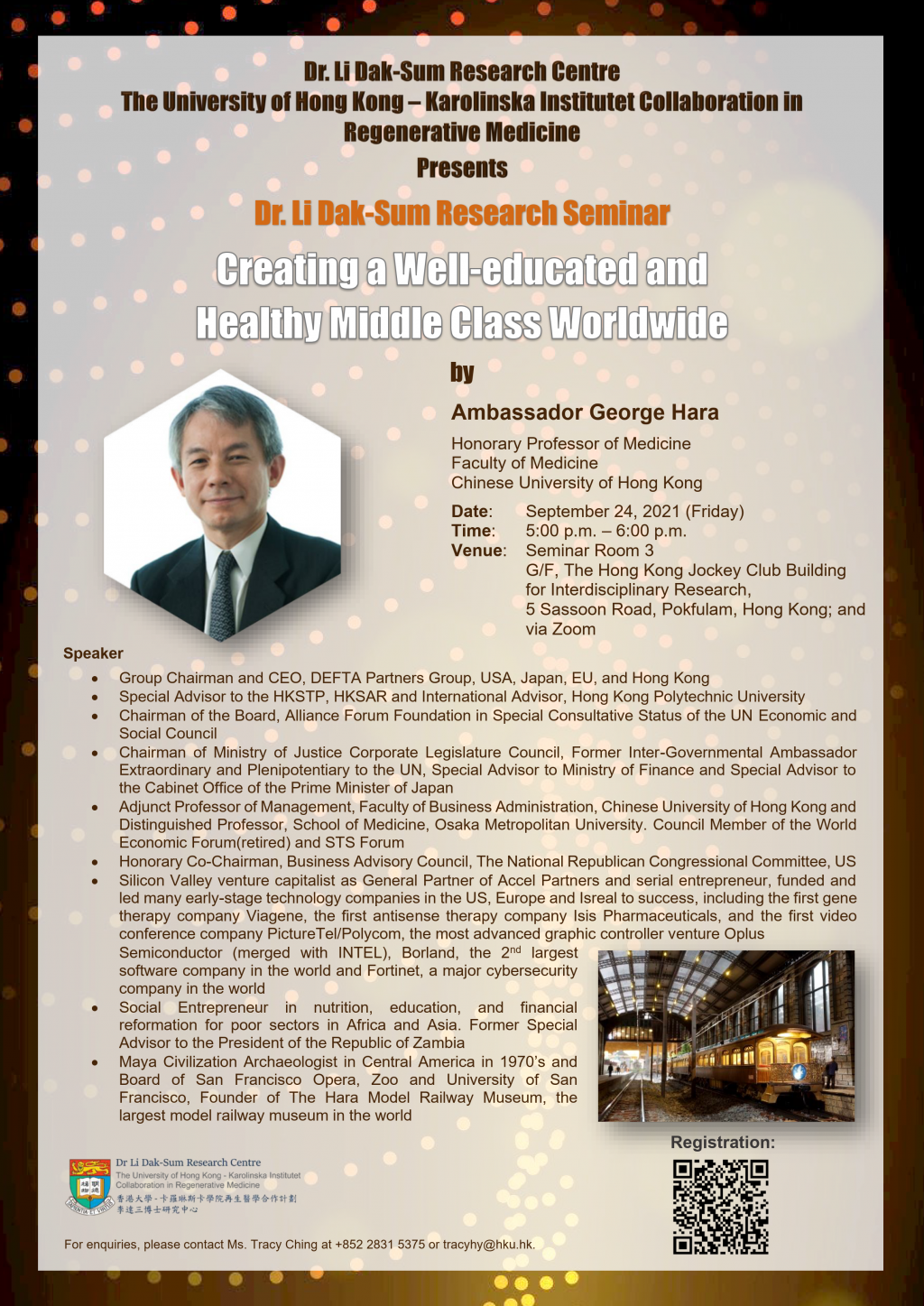 [Dr. Li Dak-Sum Research Seminar] Creating a Well-educated and Healthy Middle Class Worldwide by Ambassador George Hara