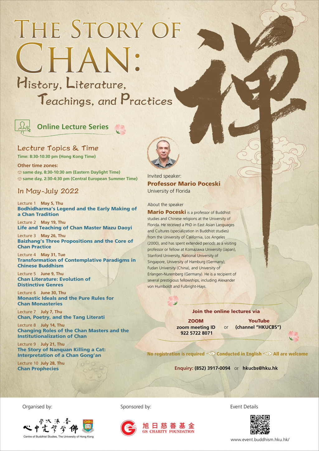 Online Lecture Series - The Story of Chan: History, Literature, Teachings, and Practices