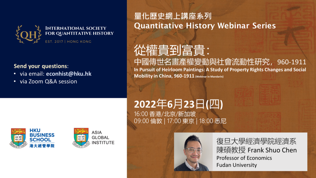 Quantitative History Webinar Series - In Pursuit of Heirloom Paintings: A Study of Property Rights Changes and Social Mobility in China, 960-1911 by Frank Shuo Chen (Fudan University) 