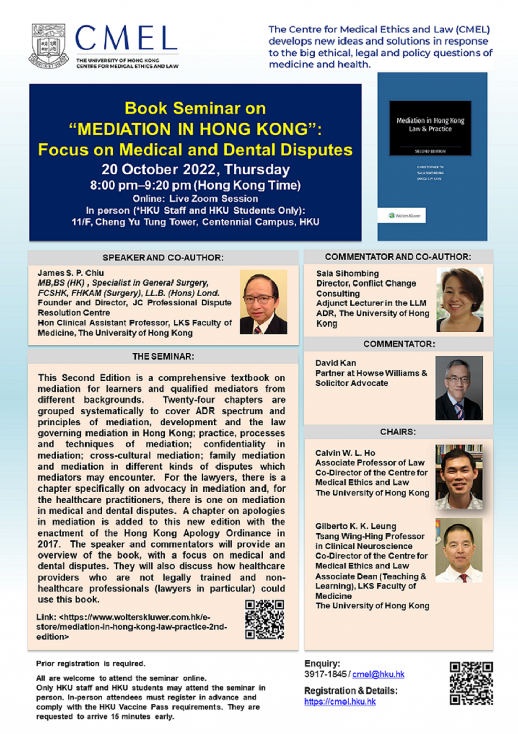 Book Seminar on MEDIATION IN HONG KONG: Focus on Medical and Dental Disputes