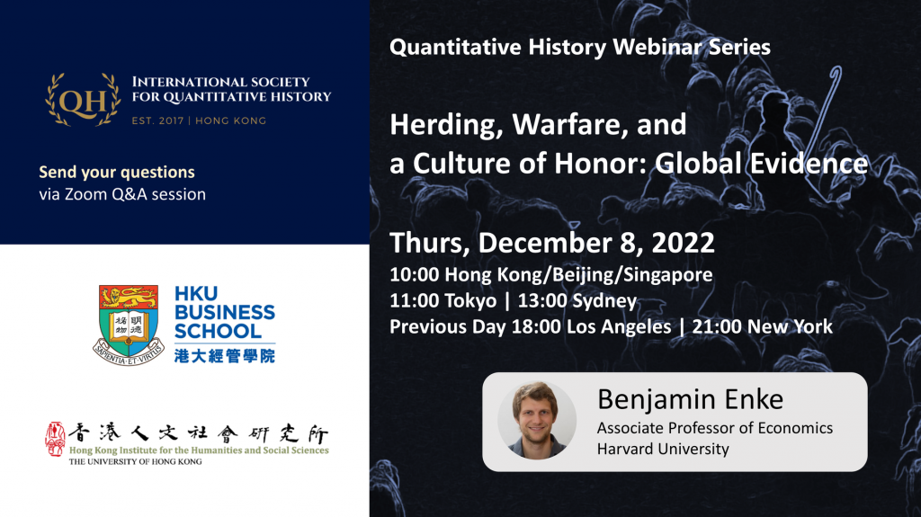 Quantitative History Webinar on Herding, Warfare, and a Culture of Honor: Global Evidence by Benjamin Enke (Harvard University)