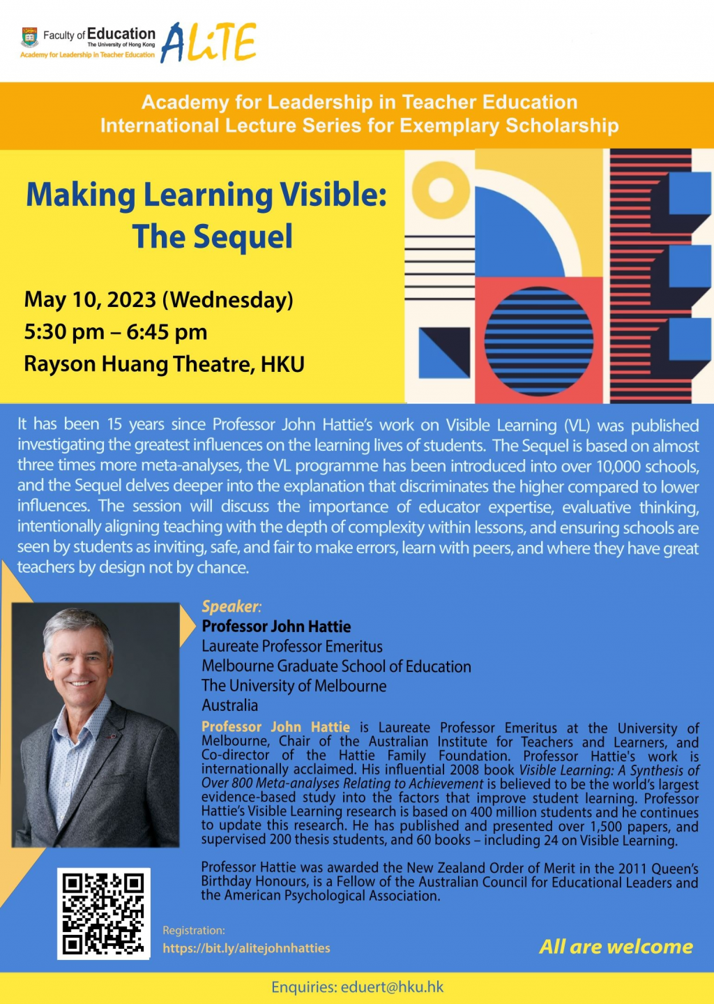 Making Learning Visible: The Sequel - ALiTE Lecture by Professor John Hattie
