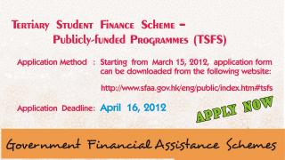 Government Financial Assistance Schemes 2012-2013